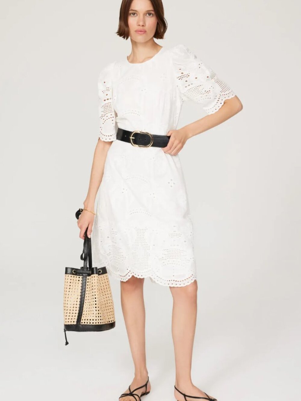 MUNTHE Gazzy Dress Ivory broderie anglaise Midi Cotton eyelet Summer tiered 8